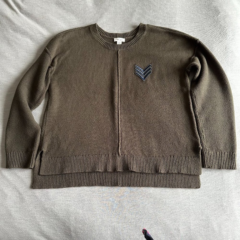 LIKE NEW Tribal Chevron Patch Military Style Sweater